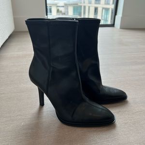 Zara black leather boots - size 8